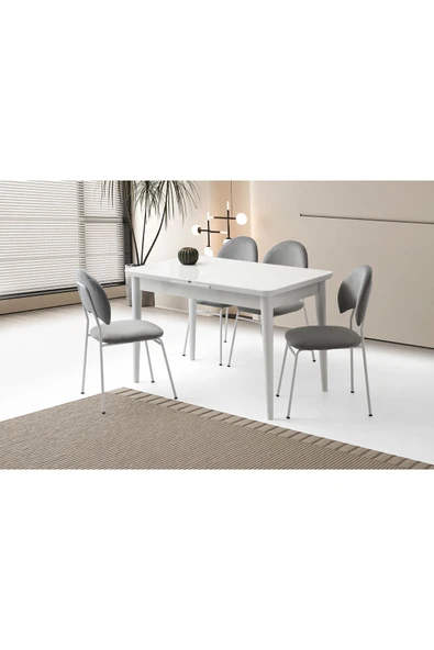 Rüzgar Hg Masa, Clarus Sandalye, Kar Beyaz, 120x70 ürün görseli
