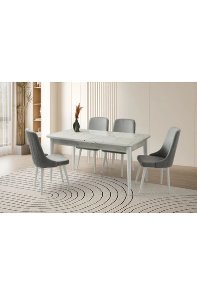 Rüzgar Hg Masa, Flora Sandalye, Marmo, 160x90 ürün görseli