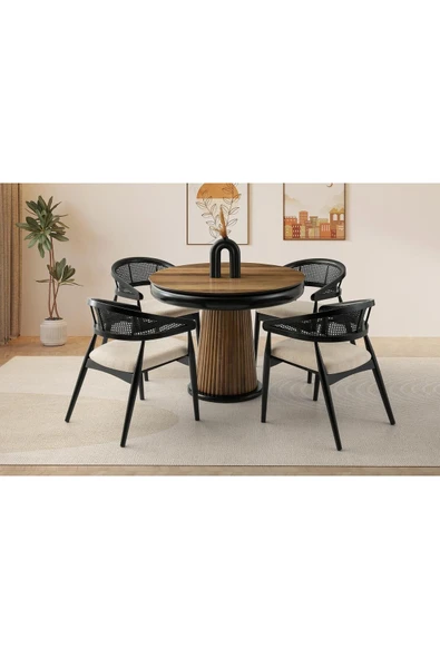 Vintage Masa, Hazel Sandalye, Ceviz, 100x100 ürün görseli