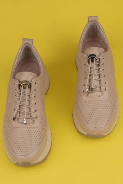 Trend Adımlar Vizon Kadın Hakiki Deri Lastikli Ortopedik Ayakkabı - Resim 5