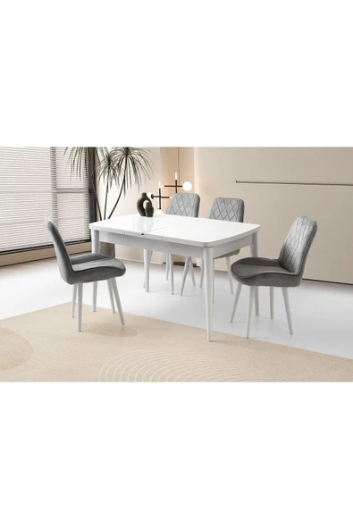 Sima Kelebek Masa, Alora Sandalye, Beyaz, 130x80 ürün görseli