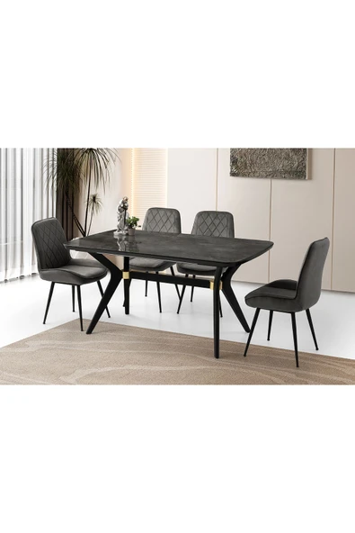 Zümrüt Masa, Alora Sandalye, Irony Hg, 160x90 ürün görseli