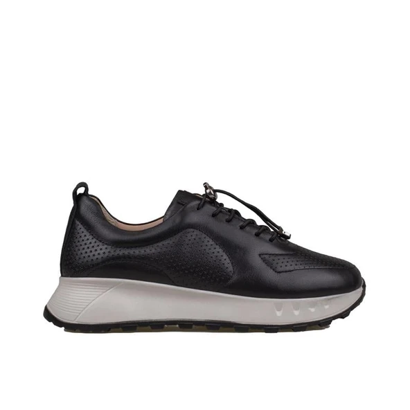 Trend Adımlar Siyah Kadın Hakiki Deri Lastikli Ortopedik Ayakkabı - Resim 2