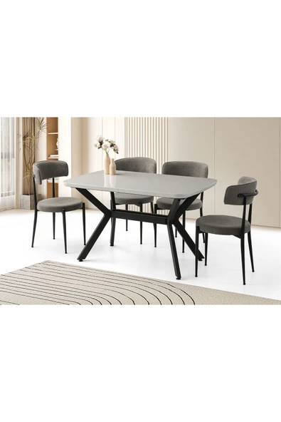 Zümrüt Masa, Armoni Sandalye, Açık Gri Hg, 130x80 ürün görseli