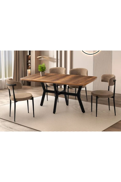 Adele Masa, Armoni Sandalye, Ceviz, 160x90 ürün görseli