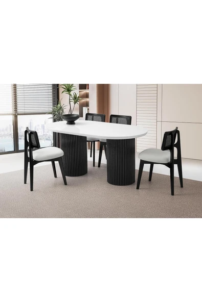 Azura Masa, Zion Sandalye, Kar Beyaz, 160x90 ürün görseli