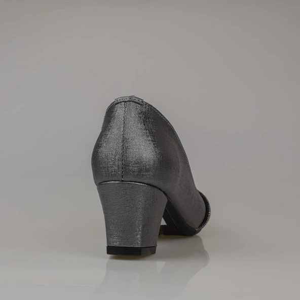 Trend Adımlar Gümüş Taş Sarmalı Kadın Klasik Ayakkabı - Resim 3