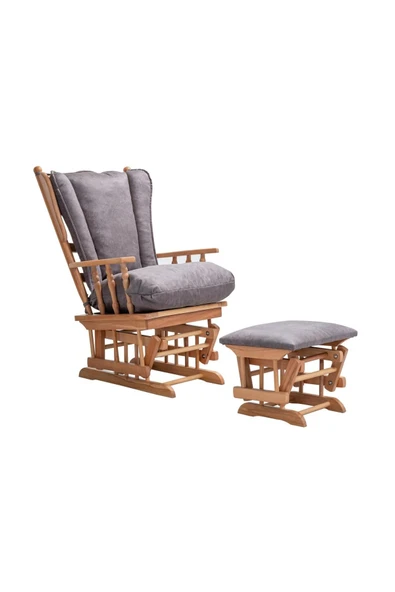 BAROK SALLANAN KOLTUK, GRİ, AHŞAP, MEŞE AYAK ürün görseli