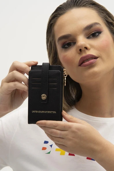 Benetton Siyah Kadın Sofline Deri Kartlık BNT 1249 - Resim 2