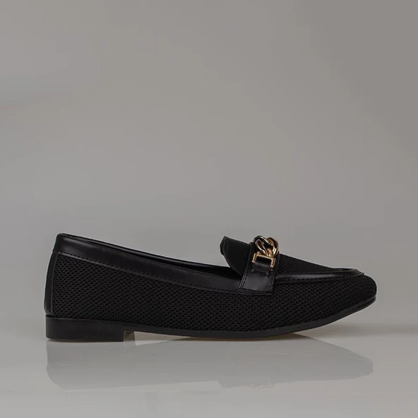 Trend Adımlar Siyah Hasır Dokuma Kadın Babet - Resim 2