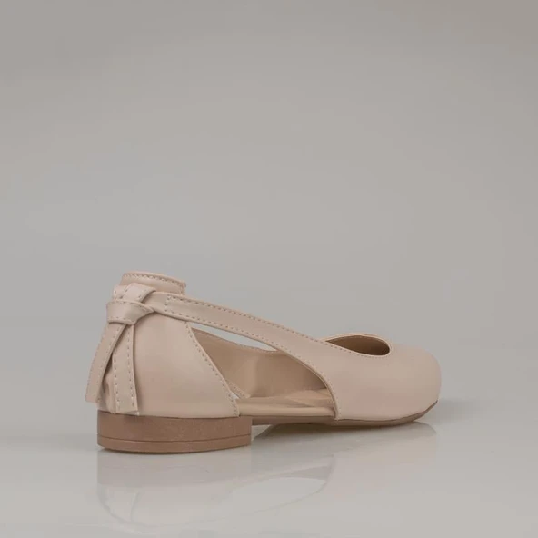 Trend Adımlar Krem Yandan Açık Arkadan Püsküllü Düz Kadın Babet - Resim 4