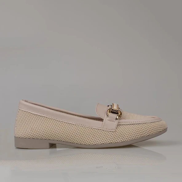 Trend Adımlar Krem Dokuma Hasır Kadın Babet - Resim 2