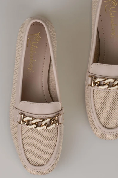 Trend Adımlar Krem Hasır Dokuma Kadın Babet - Resim 4