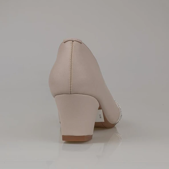 Trend Adımlar Krem Taş Sarmalı Kadın Klasik Ayakkabı - Resim 4