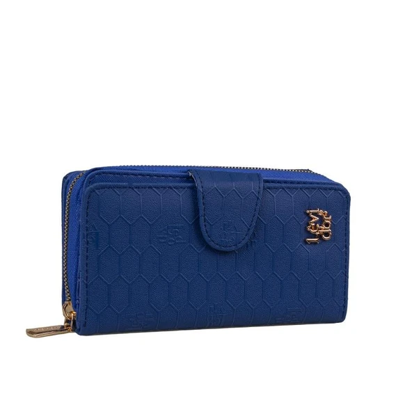 Levidor Saks Mavi Kapaklı Kadın Monogram Cüzdan ürün görseli