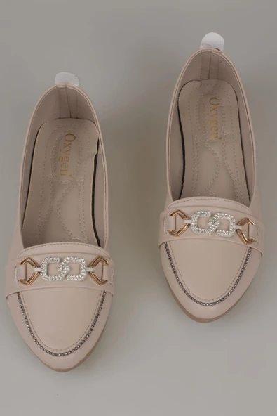 Trend Adımlar Krem Comfort Taş İşlemeli Kadın Babet - Resim 3