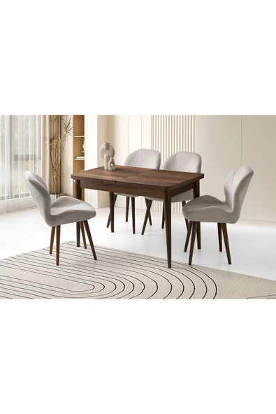 Sima Kelebek Masa, Calia Sandalye, Ceviz, 120x70 ürün görseli