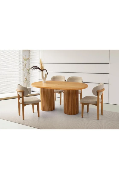 Truva Masa, Umay Sandalye, Natural, 160x90 ürün görseli