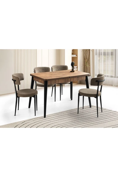 Sima Kelebek Masa, Armoni Sandalye, Dışbudak, 120x70 ürün görseli