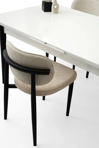 Rüzgar Hg Masa, Perla Sandalye, Kar Beyaz, 160x90 - Resim 7