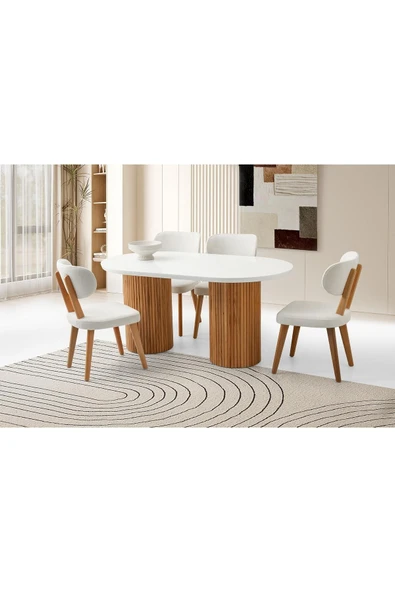 Azura Masa, Sirius Sandalye, Beyaz, 160x90 ürün görseli