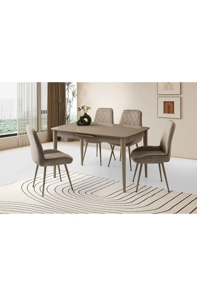 Madrid Hg Masa, Alora Sandalye, Cappicino, 130x80 ürün görseli