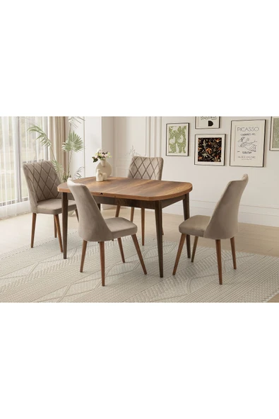 Mono Kaşıklıklı Masa, Elio Sandalye, Ceviz, 140x80 ürün görseli