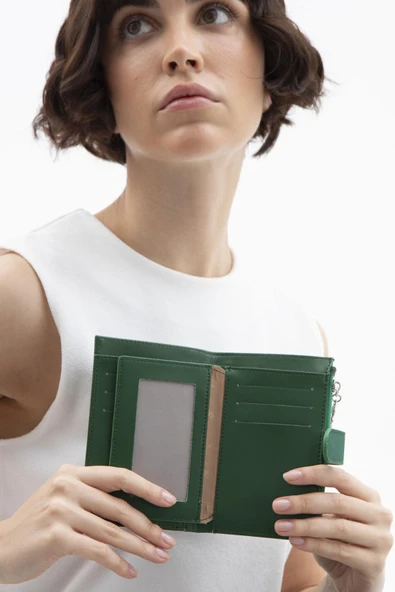 Benetton Zümrüt Yeşili Nano Orta Boy Kartlık Kadın Cüzdan BNT 1300 - Resim 2