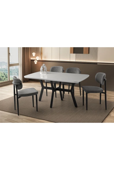 Adele Masa, Siona Sandalye, Açık Gri Hg, 160x90 ürün görseli