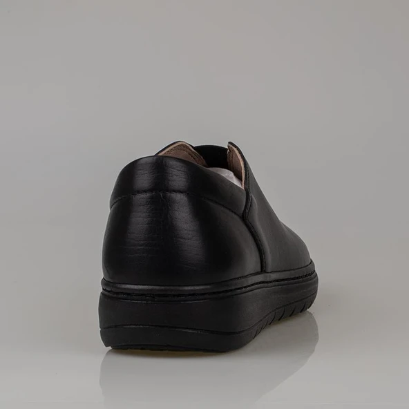 Trend Adımlar Siyah Hakiki Deri Kadın Lastikli Comfort Ayakkabı - 4