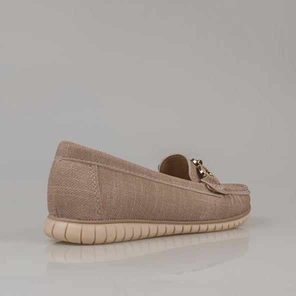 Trend Adımlar Krem Comfort Denim Kadın Düz Babet - Resim 4