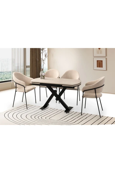 Steel Masa, Kardelen Sandalye, Sidon, 130x80 ürün görseli