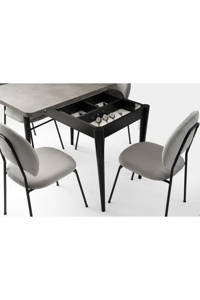 Rotary Masa, Clarus Sandalye, Retro Gümüş, 100x65 - Resim 4