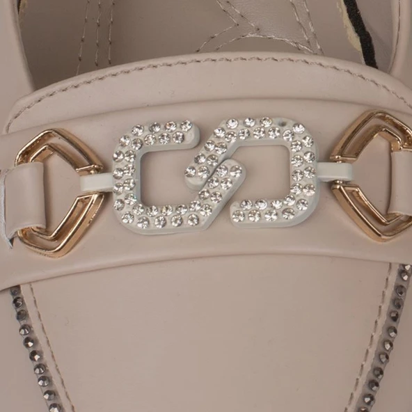 Trend Adımlar Krem Comfort Taş İşlemeli Kadın Babet - Resim 4