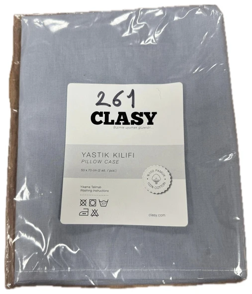 Clasy Ranforce %100 Pamuk 2 Adet Yastık Kılıfı Düz Açık Mavi - 2