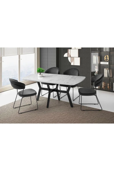 Adele Masa, Taliana Sandalye, Marmo, 160x90 ürün görseli