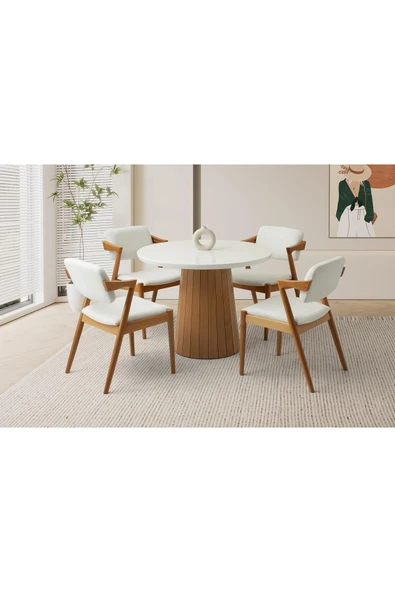 Atina Masa, Duru Sandalye, Kar Beyaz, 100x100 ürün görseli