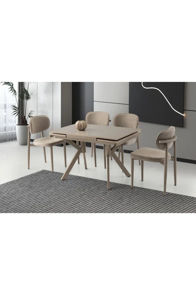 Kristal Hg Masa, Perla Sandalye, Cappicino, 110x70 - 1