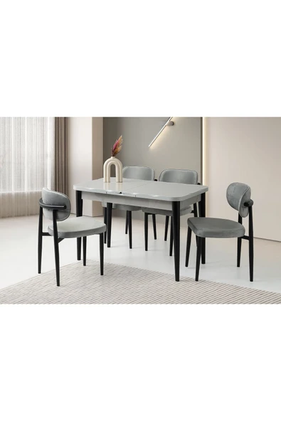 Argun Hg Masa, Perla Sandalye, Gri, 120x70 ürün görseli