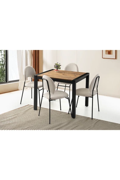 Lato Mini Masa, Nova Sandalye, Dışbudak, 80x70 ürün görseli