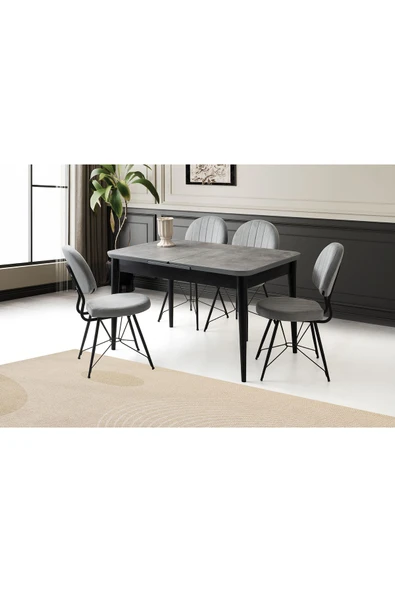 Rüzgar Hg Masa, Metaxi Sandalye Retro Gümüş, 130x80 ürün görseli