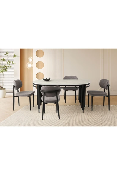 Cleo Masa, Perla Sandalye, Marmo Hg, 160x80 ürün görseli