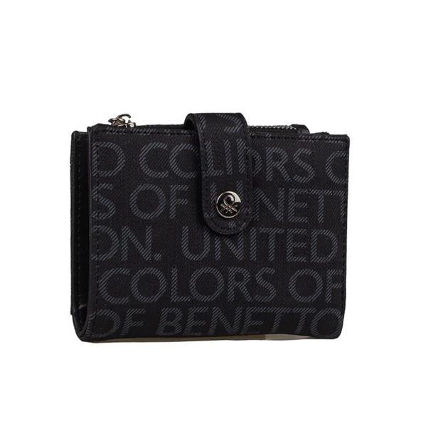 Benetton Siyah Monogram Eskitme Kadın Kartlık Cüzdan BNT 1310 ürün görseli