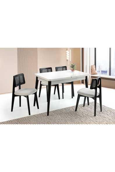Sima Kelebek Masa, Zion Sandalye, Beyaz, 120x70 ürün görseli