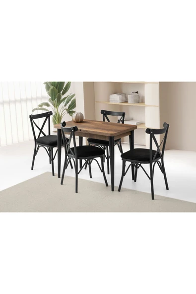 Sima Kelebek Masa, Bahar Çapraz Sandalye, Ceviz, 100x60 ürün görseli