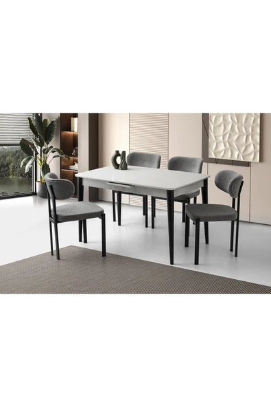 Madrid Hg Masa, Konfor Sandalye, Açık Gri, 130x80 ürün görseli