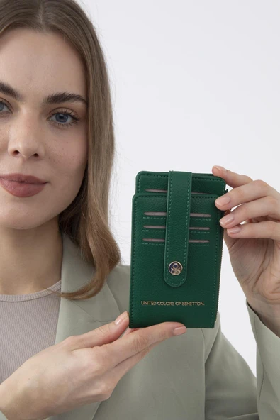 Benetton Yeşil Kadın Sofline Deri Kartlık BNT 1249 - Resim 2