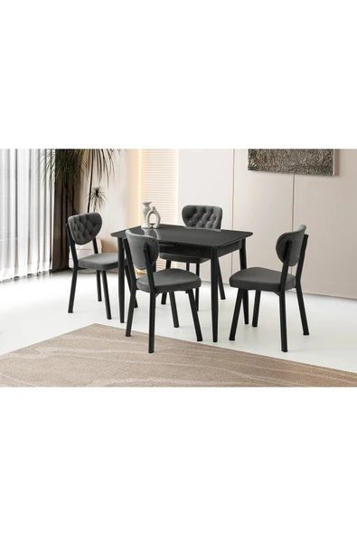 Madrid Hg Masa, Rivone Sandalye, Koyu Gri, 100x60 ürün görseli