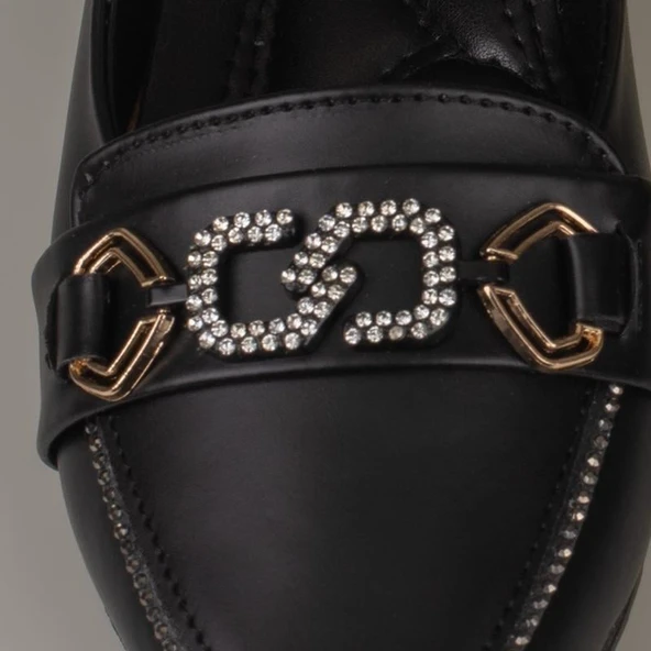 Trend Adımlar Siyah Comfort Taş İşlemeli Kadın Babet - Resim 4