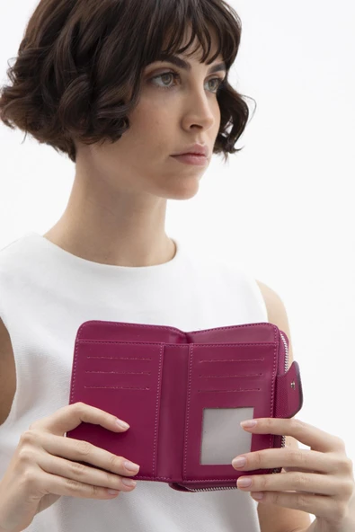 Benetton Mürdüm Nano Orta Boy Kadın Cüzdan BNT 1303 - Resim 2